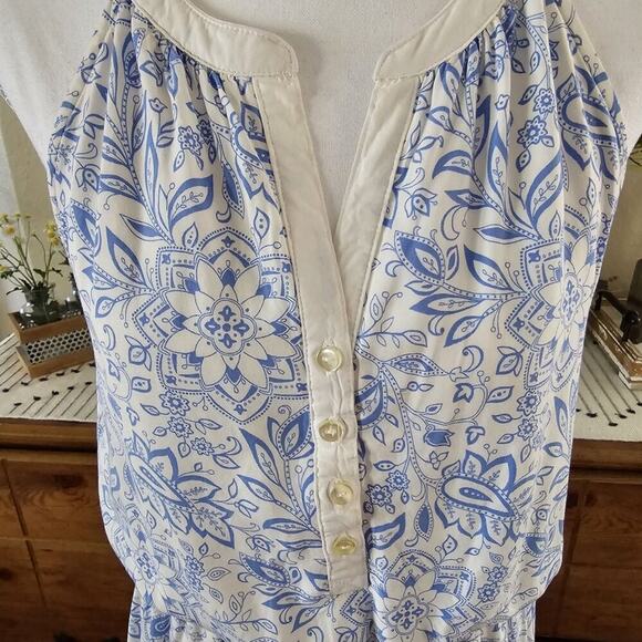 Old Navy Blue & White M French Cottagecore Boho Coastal Garden Quiet Luxury Maxi - Picture 3 of 10
